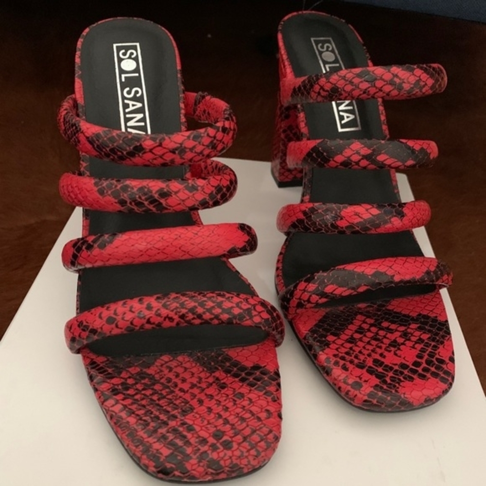 Sol Sana Red Snake Print Women's Sandals